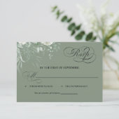 Sage Green Greenery Calligraphy RSVP Card Karte (Stehend Vorderseite)