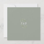 Sage Green Greenery Floral Monogram Square Wedding Einladung (Rückseite)