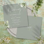 Sage Green Greenery Floral Monogram Square Wedding Einladung<br><div class="desc">Dieses elegante botanische Grün verlasse die Einladung zur Hochzeit kann mit Ihren Informationen in chic Typografie personalisiert werden mit Ihren Monogramm Initialen auf der Rückseite. Entwickelt von Thisisnotme©</div>