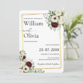 Sage Green Greenery Gold Geometric Rustic Wedding Einladung (Stehend Vorderseite)