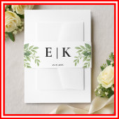 Sage Green Greenery Moderne Monogram Wedding Einladungsbanderole