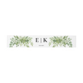 Sage Green Greenery Moderne Monogram Wedding Einladungsbanderole (Flach)