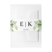 Sage Green Greenery Moderne Monogram Wedding Einladungsbanderole (Vorderseite Beispiel)