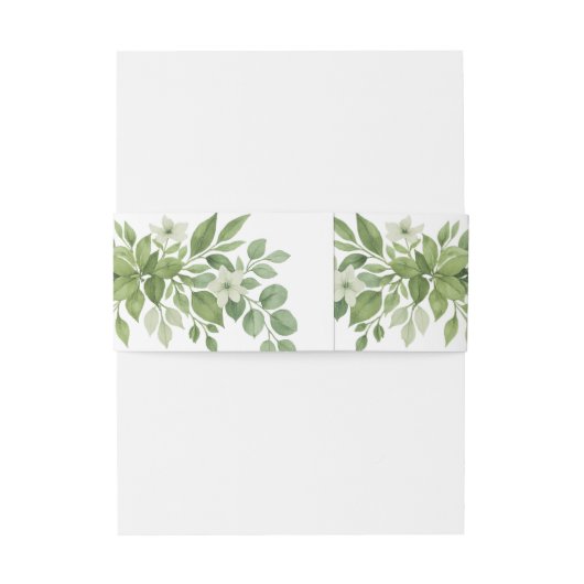 Sage Green Greenery Moderne Monogram Wedding Einladungsbanderole (Rückseitenbeispiel)