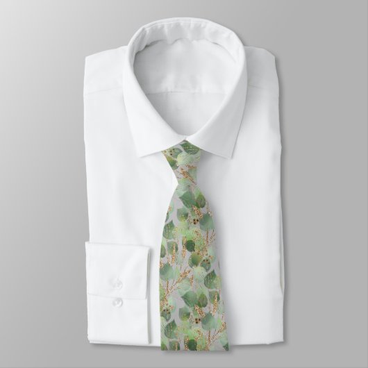 SAGE GREEN GREY BOTANICAL MENS TIE KRAWATTE (Gebunden)