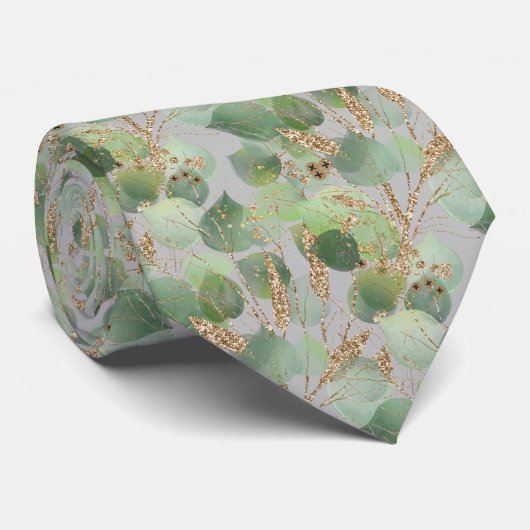 SAGE GREEN GREY BOTANICAL MENS TIE KRAWATTE (Gerollt)