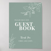 Sage Green Guest Book Wedding Sign Poster (Vorne)