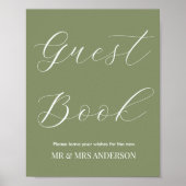 Sage Green Guest Book Wedding Sign Poster (Vorne)