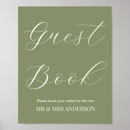 Sage Green Guest Book Wedding Sign Poster (Vorne)