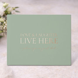 Sage Green Guest Book with Real Gold Foil Gästebuch
