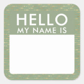 Sage Green Hallo Mein Name ist Aufkleber (Vorderseite)