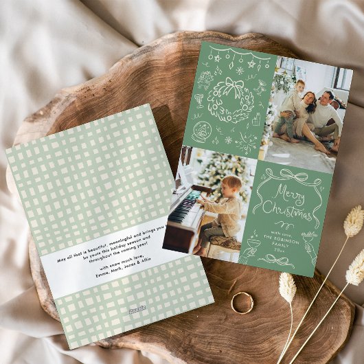 Sage Green Hand Drawn Bows Frohe Weihnachten 2 Fot