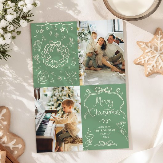 Sage Green Hand Drawn Bows Frohe Weihnachten 2 Fot