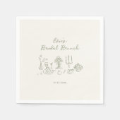Sage Green Hand Drawn Bridal Brunch Serviette (Vorderseite)