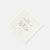 Sage Green Hand Drawn Bridal Brunch Serviette (Ecke)