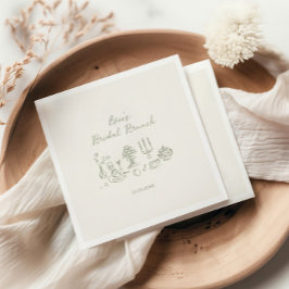 Sage Green Hand Drawn Bridal Brunch Serviette