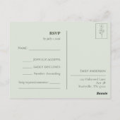 Sage Green Hand Drawn Floral Botanical RSVP Postkarte (Rückseite)