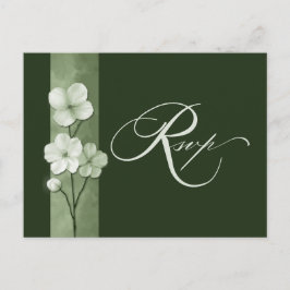Sage Green Hand Drawn Floral Botanical RSVP Postkarte