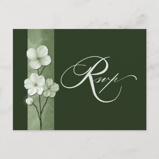 Sage Green Hand Drawn Floral Botanical RSVP Postkarte (Vorderseite)