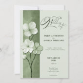 Sage Green Hand Drawn Floral Botanical Wedding Einladung (Vorderseite)