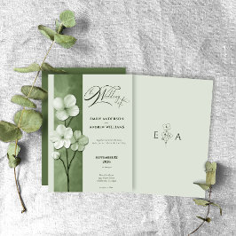 Sage Green Hand Drawn Floral Botanical Wedding Einladung