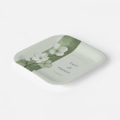 Sage Green Hand Drawn Floral Botanical Wedding Pappteller (Gewinkelt)