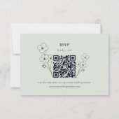 Sage Green Hand Drawn Floral QR Code RSVP Karte (Rückseite)