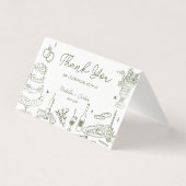 Sage Green Hand Drawn Whimsical Wedding Danke (Vorderseite)