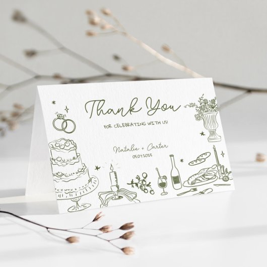 Sage Green Hand Drawn Whimsical Wedding Danke