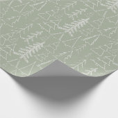 Sage Green Hand Gezeichnet Baummuster Geschenkpapier (Ecke)