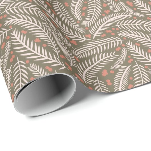 Sage Green Hand gezeichnet Weihnachtsbaumleaf Geschenkpapier (Rolleneckpunkt)