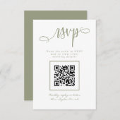 Sage Green Handgeschriebenes Skript Einfaches QR-C RSVP Karte (Vorne/Hinten)