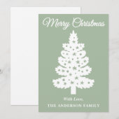 Sage Green Handwriting Script Weihnachtsbaum Feiertagskarte (Vorne/Hinten)