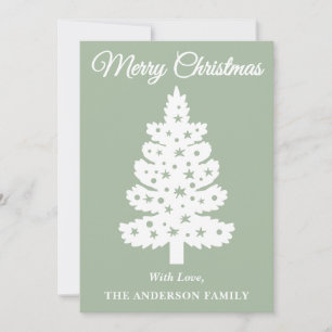 Sage Green Handwriting Script Weihnachtsbaum Feiertagskarte