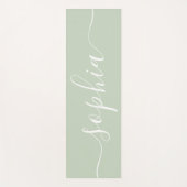 Sage green handwritten name minimalist yogamatte (Vorderseite)