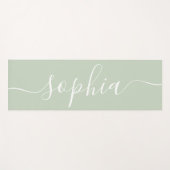 Sage green handwritten name minimalist yogamatte (Vorderseite (Horizontal))
