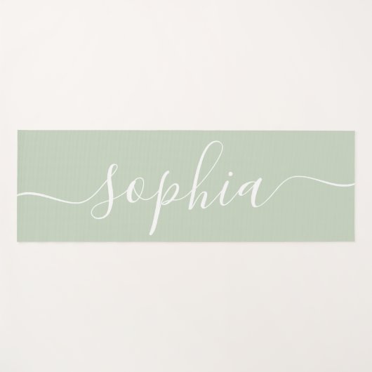 Sage green handwritten name minimalist yogamatte (Vorderseite (Horizontal))