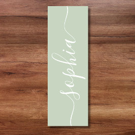 Sage green handwritten name minimalist yogamatte
