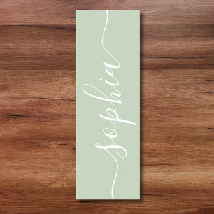 Sage green handwritten name minimalist yogamatte