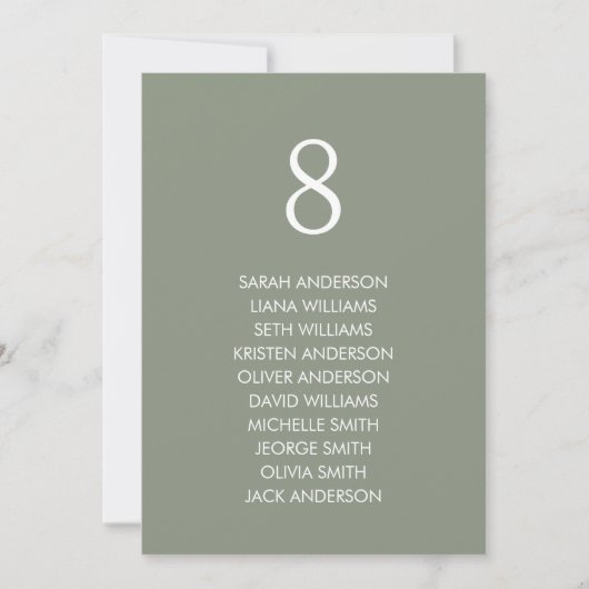 Sage Green Hanging Wedding Seating Chart Card Card Einladung (Vorderseite)