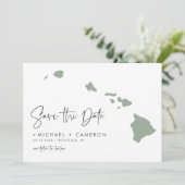 Sage Green Hawaii Map Modernes Minimalistisches Sk Save The Date (Stehend Vorderseite)