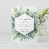 Sage Green Hazy Botanical Wedding Einladung (Stehend Vorderseite)