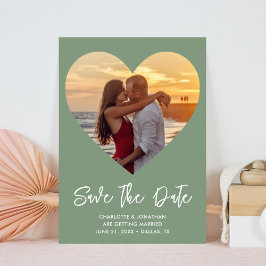 Sage Green Heart Cutout für Hochzeitsfeiern Foto Save The Date