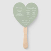 Sage Green Heart Elegante Script Wedding Program H Fächer (Rückseite)