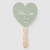 Sage Green Heart Elegante Script Wedding Program H Fächer (Vorderseite)