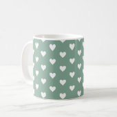 Sage Green Heart Pattern Kaffeetasse (Vorderseite Links)