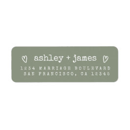 Sage Green Heart Script Couple Return Address 
