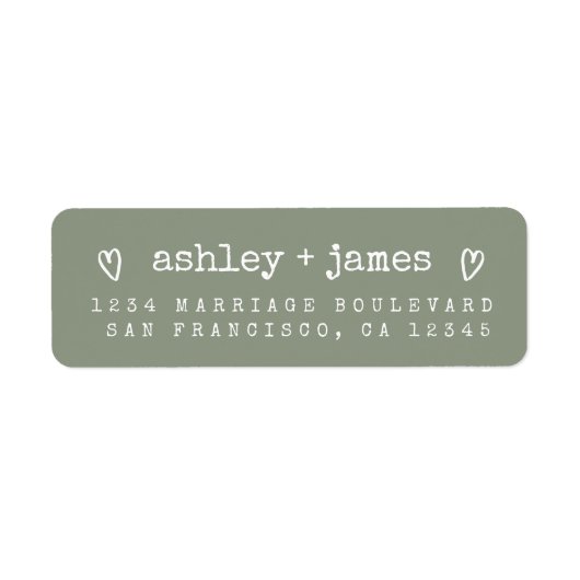 Sage Green Heart Script Couple Return Address  (Vorne)