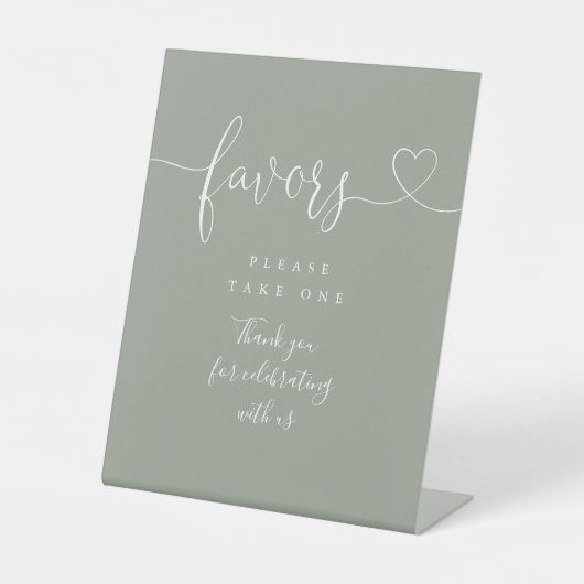 Sage Green Heart Script Favoriten Sockelschild (Vorderseite)