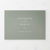 Sage Green Heart Script Wedding Dreifach Gefaltete Einladung (Cover)